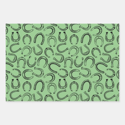 Elegantes Klassisches Schwarz-weißes Pferderennen  Geschenkpapier Set (Vorderseite)