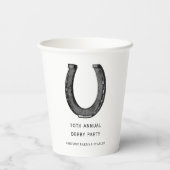 Elegantes Klassisches Schwarz-weißes Pferderennen Pappbecher (Rückseite)