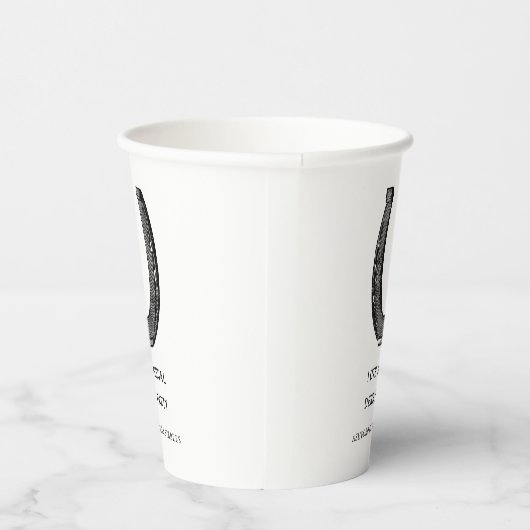 Elegantes Klassisches Schwarz-weißes Pferderennen Pappbecher (Rechts)