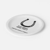 Elegantes Klassisches Schwarz-weißes Pferderennen Pappteller (Schrägansicht)