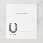 Elegantes Klassisches Schwarz-weißes Pferderennen Platzkarte (Außenseite Aufgefaltet)