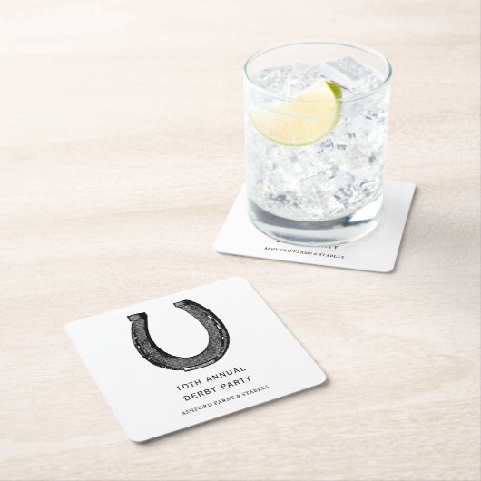 Elegantes Klassisches Schwarz-weißes Pferderennen  Rechteckiger Pappuntersetzer (Vor Ort)