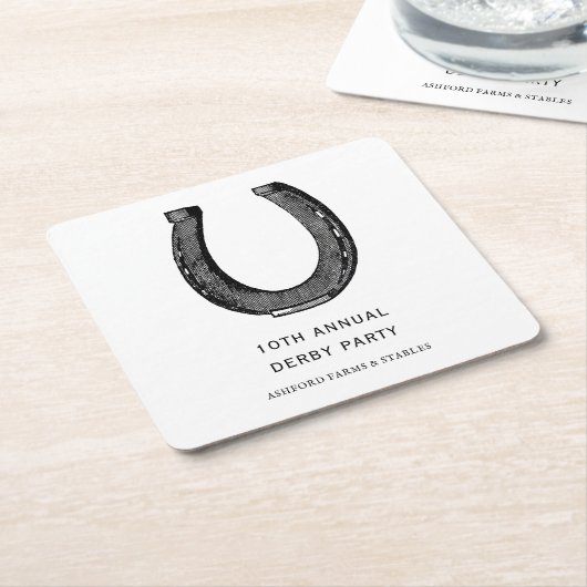 Elegantes Klassisches Schwarz-weißes Pferderennen Rechteckiger Pappuntersetzer (angewinkelt)