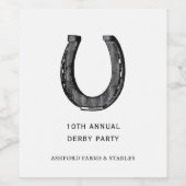 Elegantes Klassisches Schwarz-weißes Pferderennen  Weinetikett (Einzelnes Label)