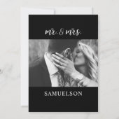 Elegantes klassisches Schwarz-weißes Script-Weddin Einladung (Rückseite)