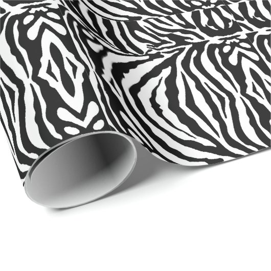 Elegantes klassisches Schwarz-weißes Zebramuster Geschenkpapier (Rolleneckpunkt)