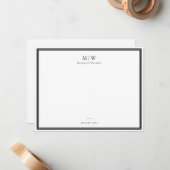 Elegantes klassisches Schwarzes Monogramm Beruflic Mitteilungskarte (Vorderseite/Rückseite Beispiel)