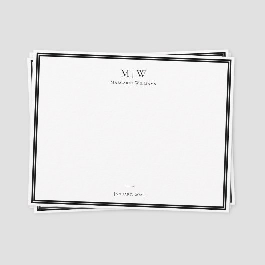 Elegantes klassisches Schwarzes Monogramm Beruflic Mitteilungskarte