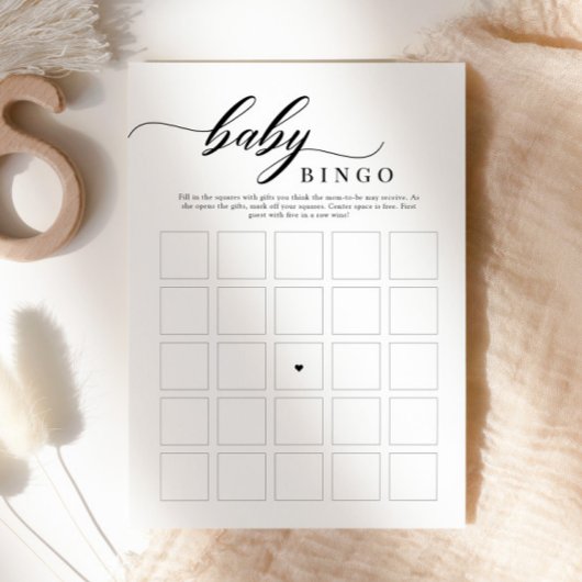Elegantes klassisches Script Baby Shower Bingo Gam Einladung