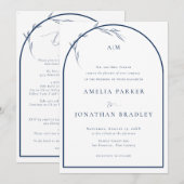Elegantes klassisches Script Blue | Feierliche Hoc Einladung (Vorne/Hinten)