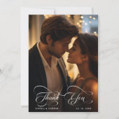 Elegantes, klassisches Script Wedding 2 Foto Dankeskarte (Vorderseite)