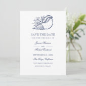 Elegantes klassisches Seashell Beach Wedding Foto Save The Date (Stehend Vorderseite)