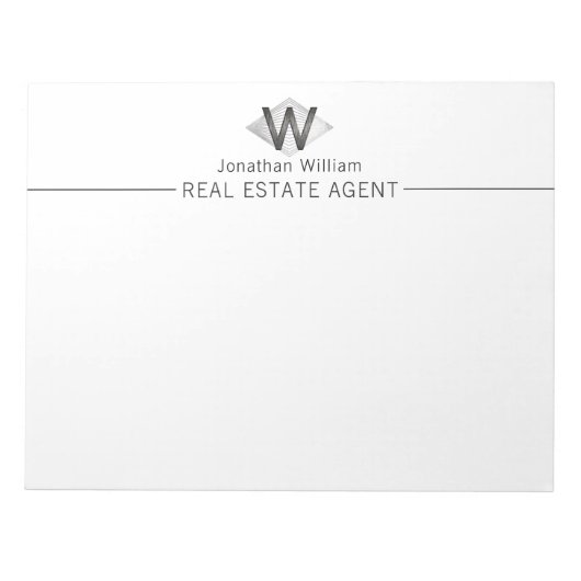 Elegantes, klassisches Silver Black Personalisiert Notizblock (Vorderseite)