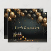 Elegantes klassisches Silvester-Party laden ein Einladung (Vorne/Hinten)