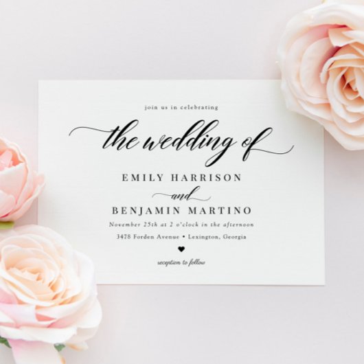 Elegantes klassisches Skript Einfache Hochzeit Einladung