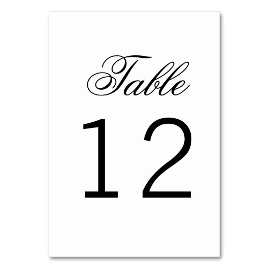 Elegantes klassisches Skript Traditionelle Tischnu Tischnummer (Rückseite)