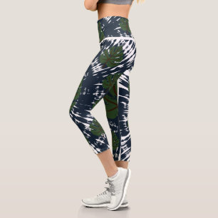 Elegantes klassisches Tie & Dye-Blatt Capri Leggings