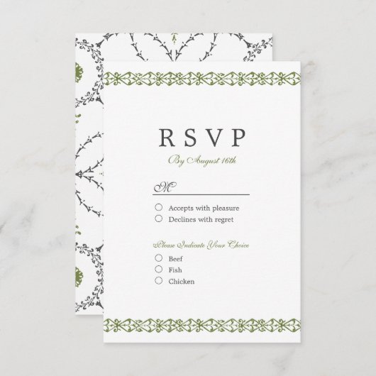 Elegantes klassisches UAWG RSVP Karte (Vorne/Hinten)