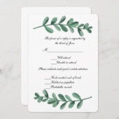 Elegantes klassisches Watercolor Green Blätter Res Einladung (Vorne/Hinten)