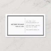 Elegantes klassisches Weiß Visitenkarte (Rückseite)