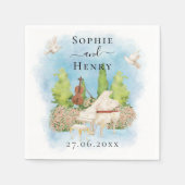 Elegantes Klavier| Geigen-Blume tauben Hochzeit Lu Serviette (Vorderseite)