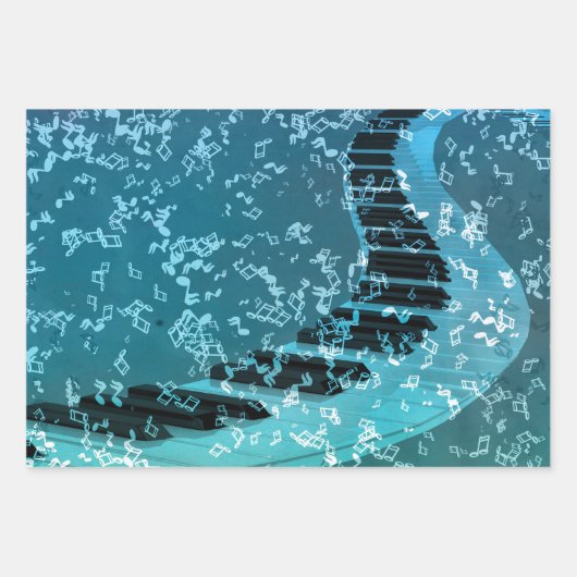 Elegantes Klavier Keys Musikinstrument Thema Geschenkpapier Set (Vorderseite 3)