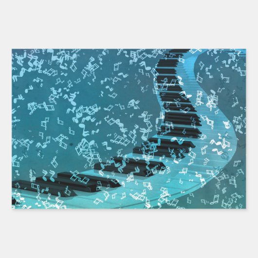 Elegantes Klavier Keys Musikinstrument Thema Geschenkpapier Set (Vorderseite 2)