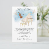 Elegantes Klavier mit Violine und Doves Dankeskarte (Stehend Vorderseite)