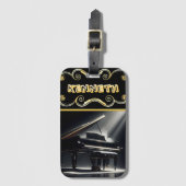 Elegantes Klavierdesign auf schwarzem Licht Gepäckanhänger (Vorderseite Vertikal)