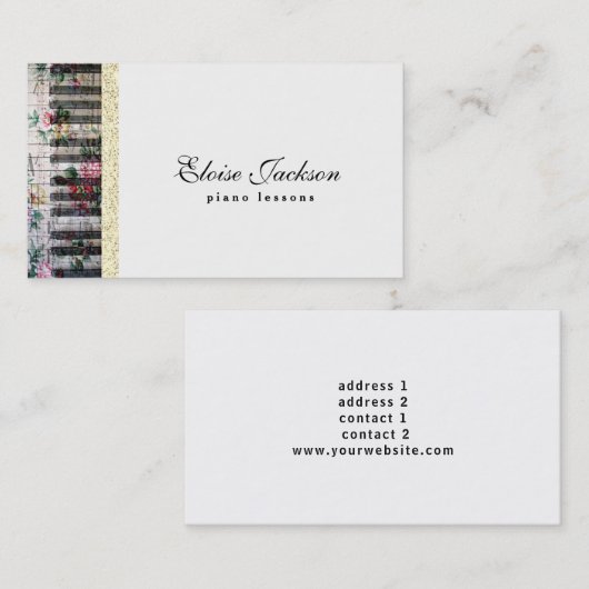elegantes Klavierdesign Visitenkarte (Vorne/Hinten)
