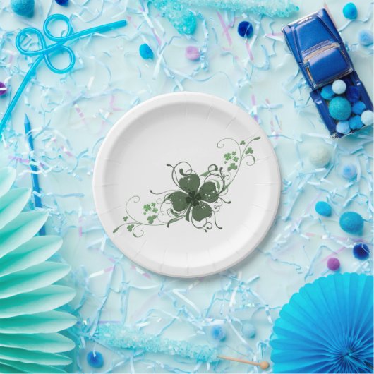 Elegantes Kleeblatt Art Paper Plate Pappteller (Party)
