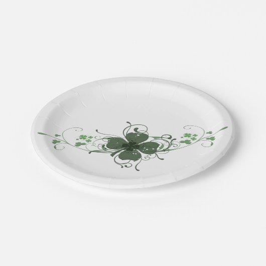 Elegantes Kleeblatt Art Paper Plate Pappteller (Schrägansicht)