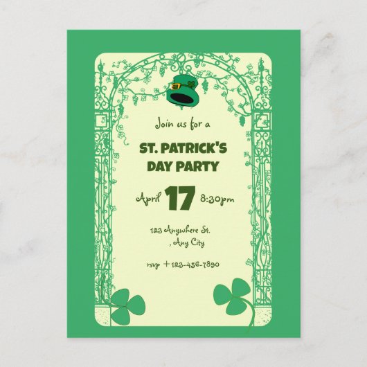 Elegantes Kleeblatt Dekoration Rahmen St. Patricks Postkarte (Vorderseite)