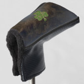 Elegantes Kleeblatt, Klee, Lederlook Golf Headcover (3/4 Vorderseite)