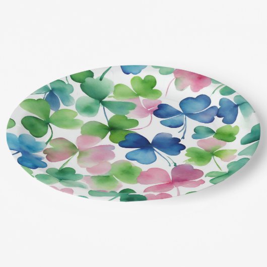 Elegantes Kleeblatt Pappteller (Schrägansicht)