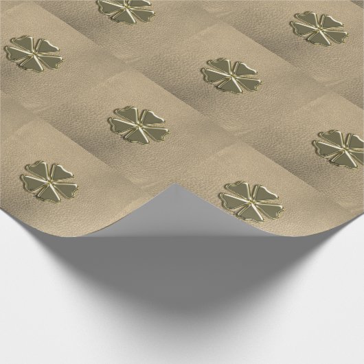 Elegantes Kleeblatt Patricks Day Leather Geschenkpapier (Ecke)