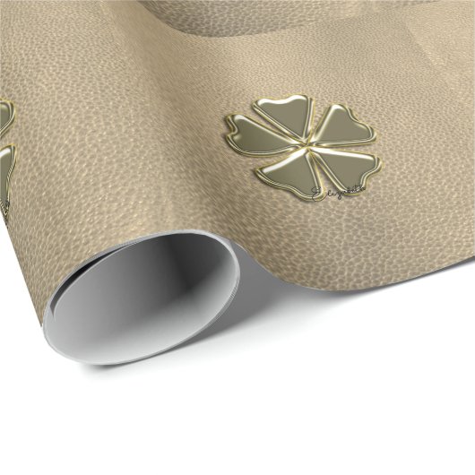 Elegantes Kleeblatt Patricks Day Leather Geschenkpapier (Rolleneckpunkt)