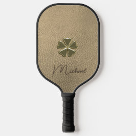 Elegantes Kleeblatt Patricks Day Leather Pickleball Schläger