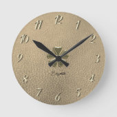 Elegantes Kleeblatt Patricks Day Leather Runde Wanduhr (Vorderseite)