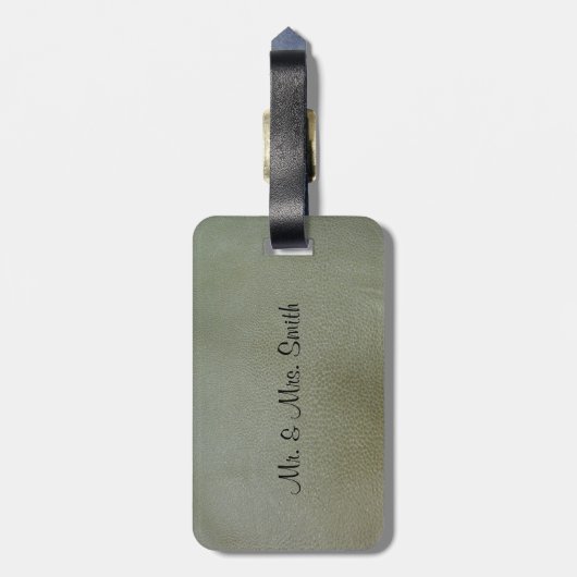 Elegantes Kleeblatt St.Patrick`s Day, Grünleder Gepäckanhänger (Rückseite vertikal)