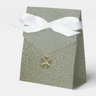 Elegantes Kleeblatt St.Patrick`s Day, Grünleder Geschenkschachtel