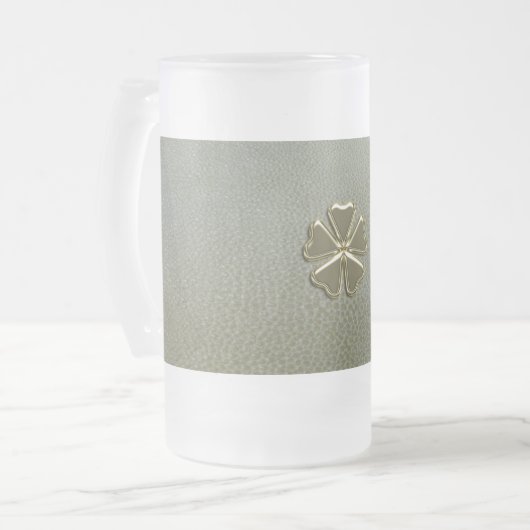 Elegantes Kleeblatt St.Patrick`s Day, Grünleder Mattglas Bierglas (Vorderseite Links)