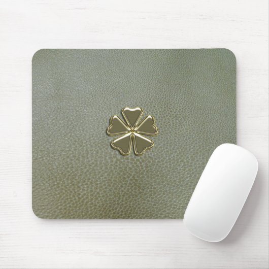 Elegantes Kleeblatt St.Patrick`s Day, Grünleder Mousepad (Mit Mouse)