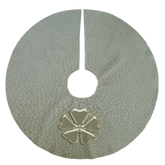 Elegantes Kleeblatt St.Patrick`s Day, Grünleder Polyester Weihnachtsbaumdecke (Vorderseite)