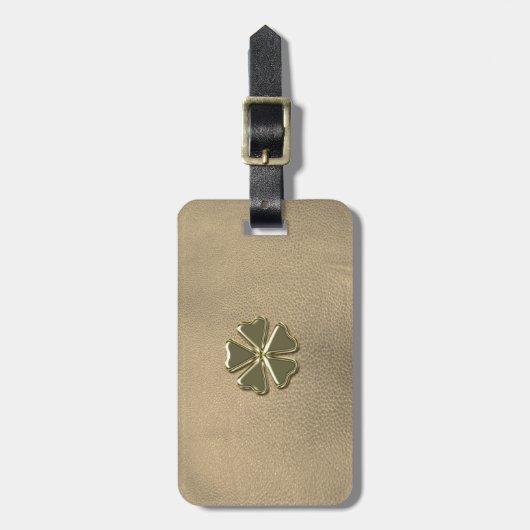 Elegantes Kleeblatt St.Patrick`s Day, Leder Gepäckanhänger (Vorderseite vertikal)
