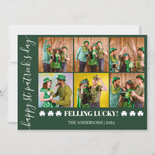 Elegantes Kleeblatt St. Patrick's Day Family Foto Feiertagskarte