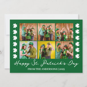 Elegantes Kleeblatt St. Patrick's Day Family Foto Feiertagskarte