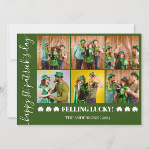 Elegantes Kleeblatt St. Patrick's Day Family Foto Feiertagskarte