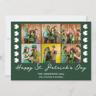 Elegantes Kleeblatt St. Patrick's Day Family Foto Feiertagskarte