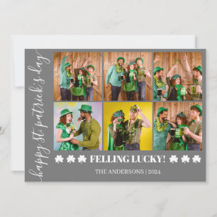 Elegantes Kleeblatt St. Patrick's Day Family Foto Feiertagskarte